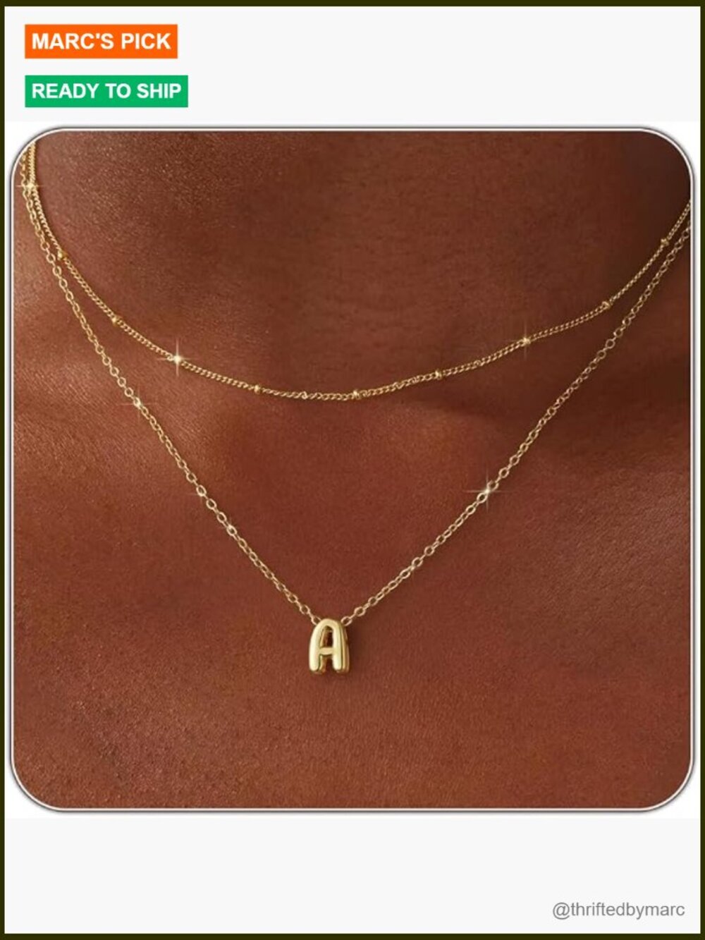 14K Gold Plated Bubble Letter Necklace Layered Dainty Choker Pendant Stack